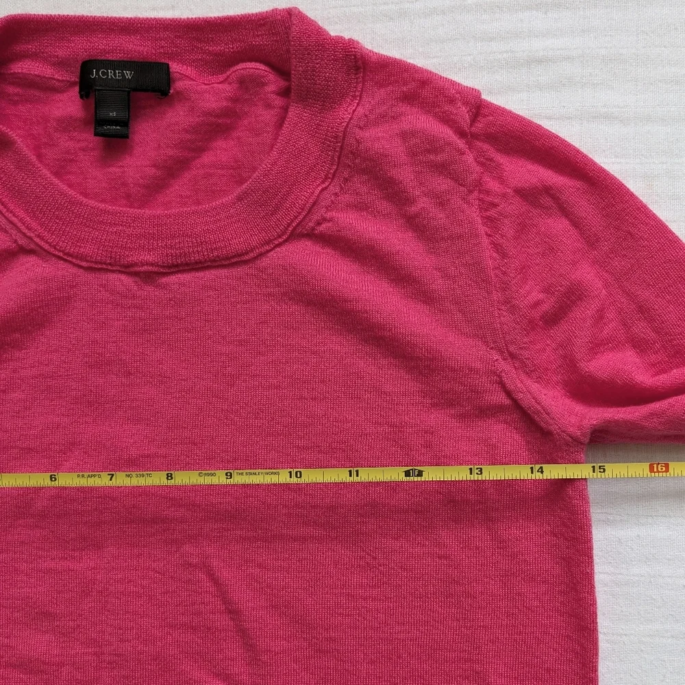 J. Crew Tippi Sweater 100% Merino Wool 3/4 Sleeve Womens XS Pink Barbie Office